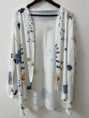  Floral Print Long Sleeve Open Front Cardigan