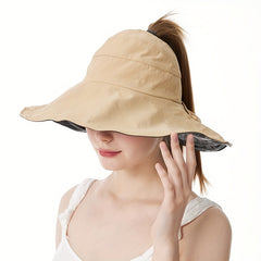 Wide Brim Sun Visor Hat Solid UV Protection Foldable Travel Beach Hat