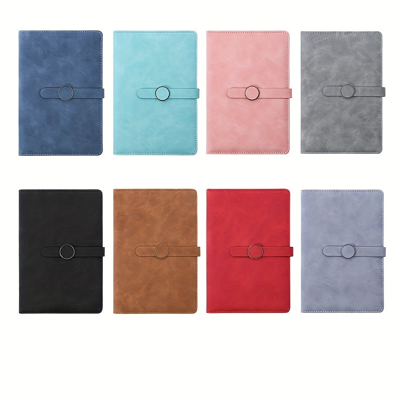 A5 Cowhide Notebook with Buckle, Business Office Journal