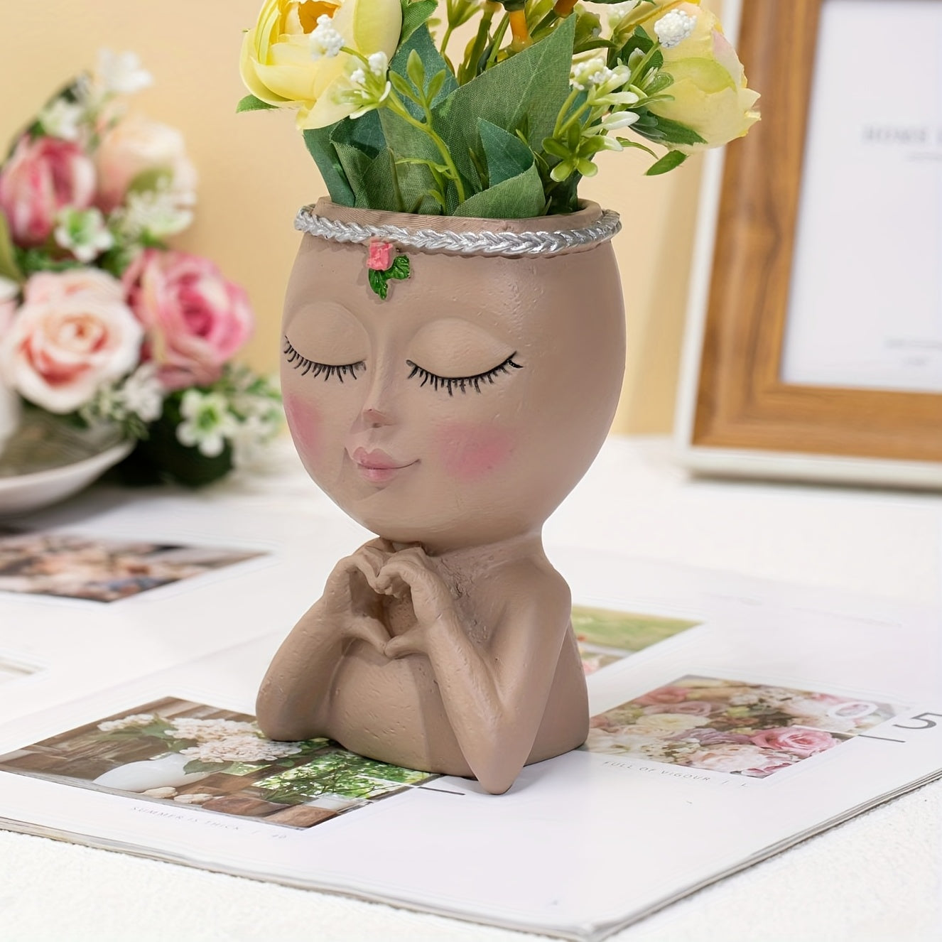 Face Flower Pot Decoration Ornament Indoor Outdoor Home