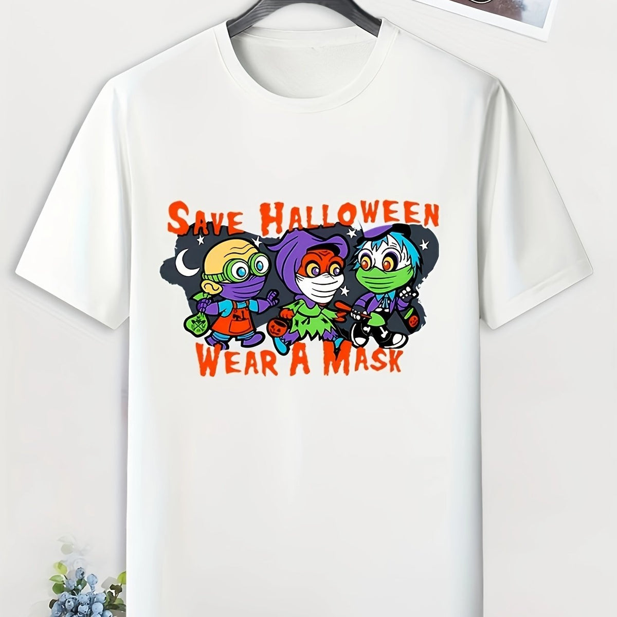 Men's Halloween Print Tee for Summer Outdoor