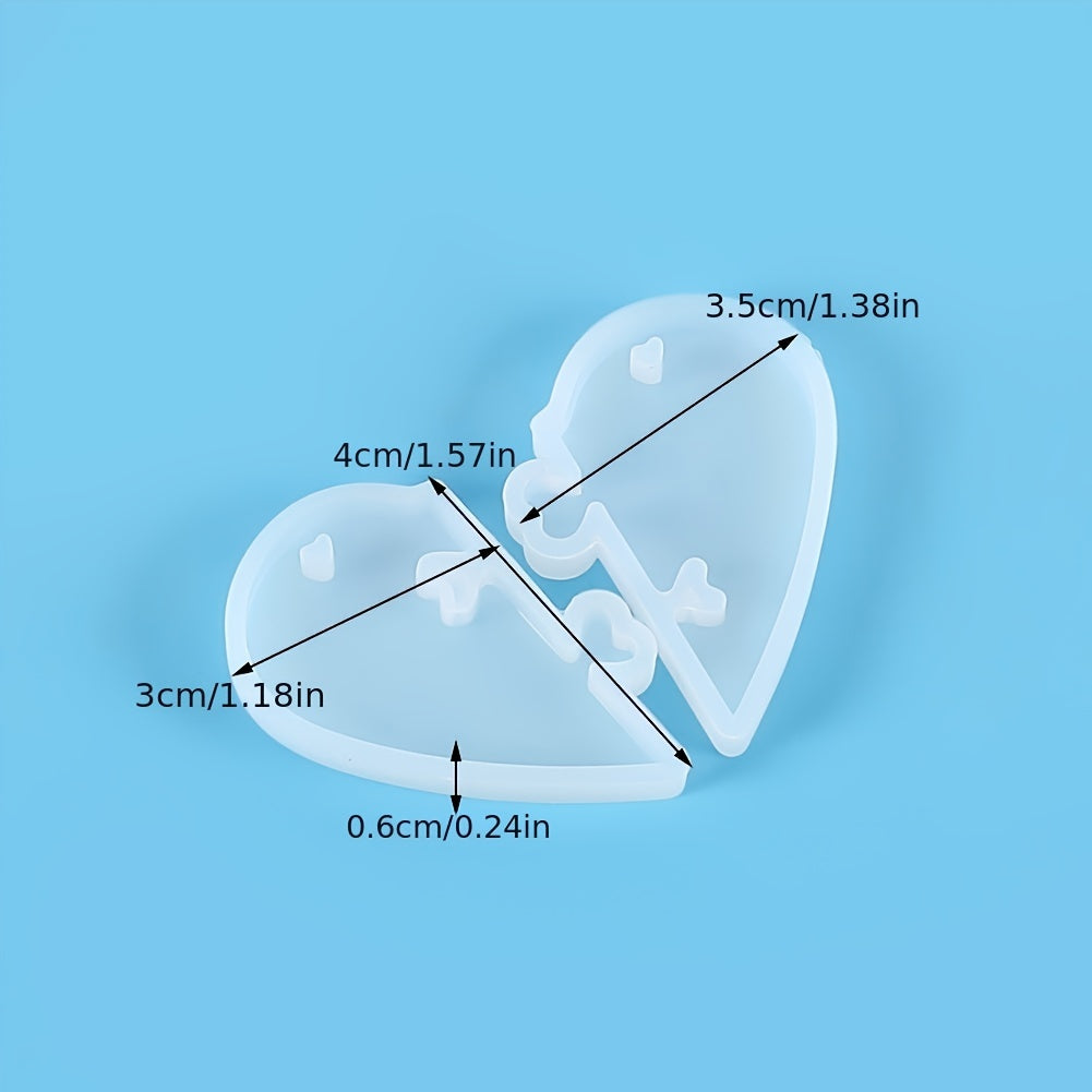 Heart Puzzle Pendant Silicone Mold Love Lock Resin Mold