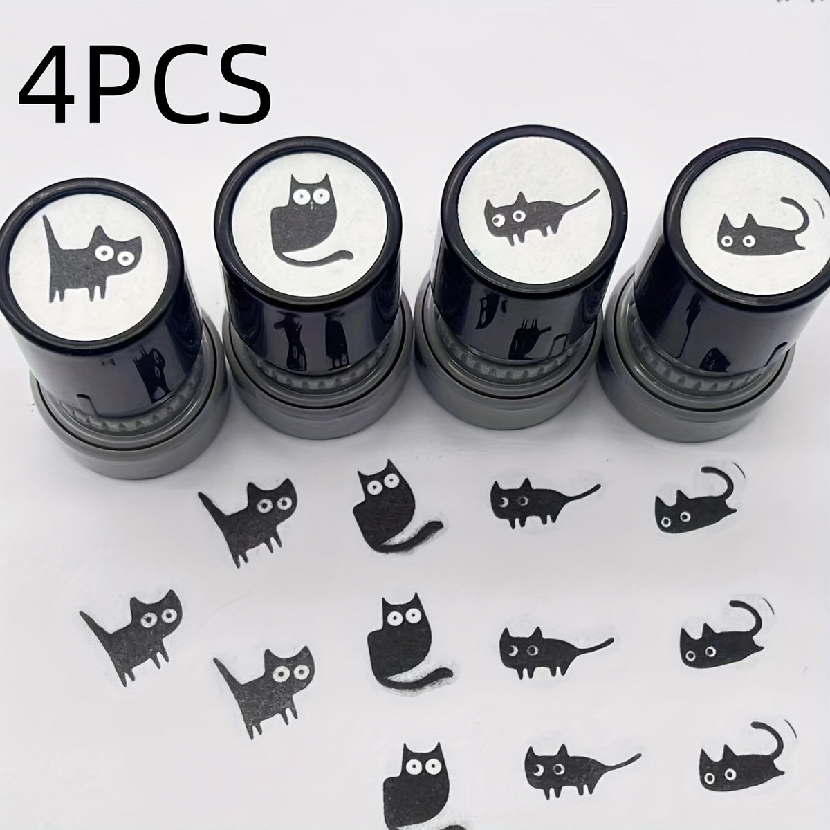 4pcs Cartoon Cat Pattern Stamps for Kids