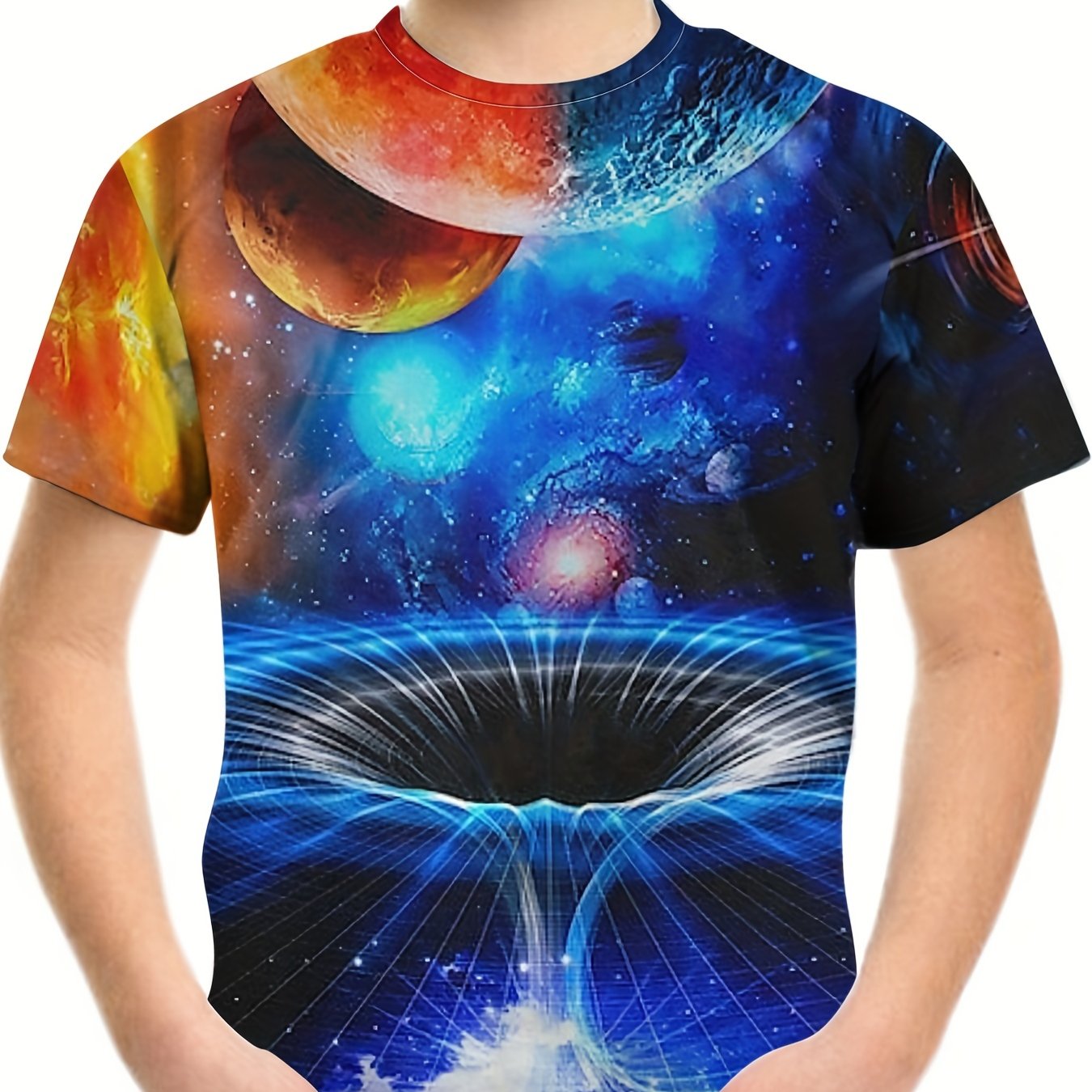 3D Space Graphic T shirt for Boys Breathable & Stretchy Summer Tee for Kids