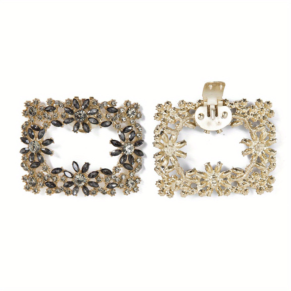 2pcs Square Rhinestone Shoe Buckles Wedding High Heel Decor