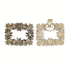 2pcs Square Rhinestone Shoe Buckles Wedding High Heel Decor