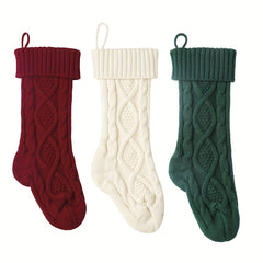 2 Pack 45 72 Cm Cable Knitted Large Size Christmas Stockings & Decorations