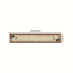 Polyester Table Runner Spooky Halloween Vintage Plaid Cat Skull Jack o' lantern