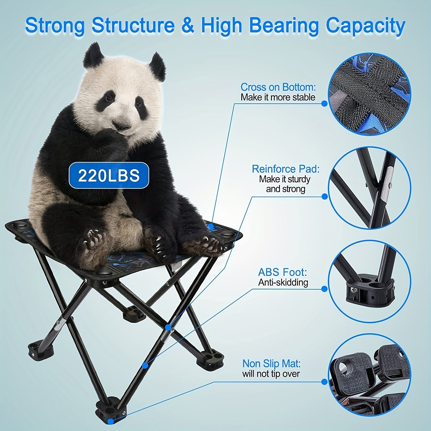 Portable Folding Stool with Carry Bag for Outdoor Activities