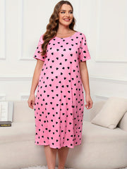 Heart Print Short Sleeve Lounge Dress