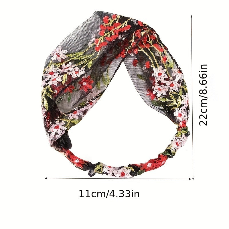 Flower Lace Headband Embroidered Hair Band Wide Brimmed Headband
