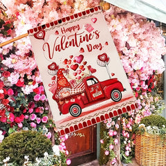 Valentines House Flag Red Truck Flag For Outside Decorative Holiday Banner