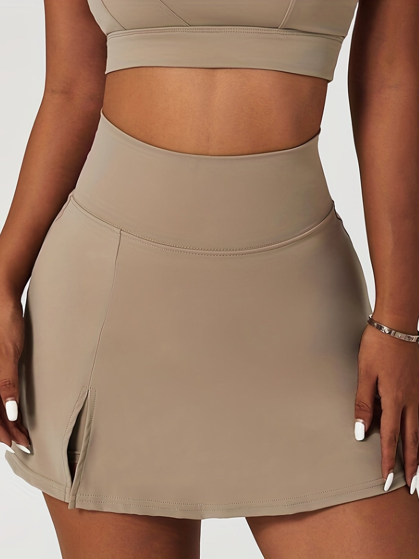  Sports Skort&Skirt Solid High Rise Stretchy Built in Shorts Tennis Sko