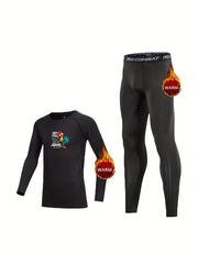 Kids Fleece Lined Rooster Print Compression Set