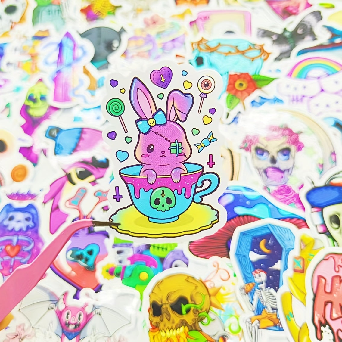 50 Pcs Pastel Goth Stickers Vinyl Waterproof Horror Decal Pack
