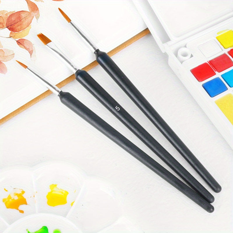 3 Nylon Flat Brushes for Digital Watercolor and Acrylic Painting