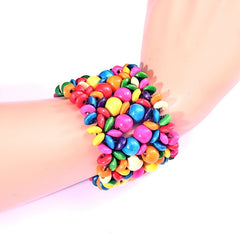 Boho Colorful Stretch Bracelet Bangle Wooden Bead Hand Jewelry