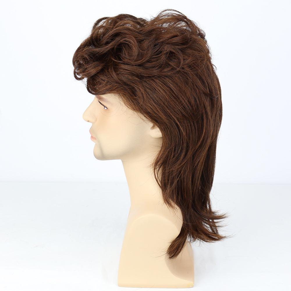Men's Handsome Dark Brown Curved Wig