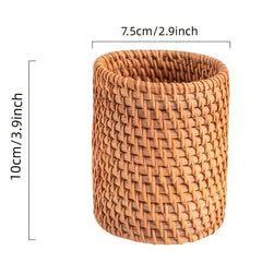 Hand-woven Rattan Tea Pen Holder Office Storage Basket