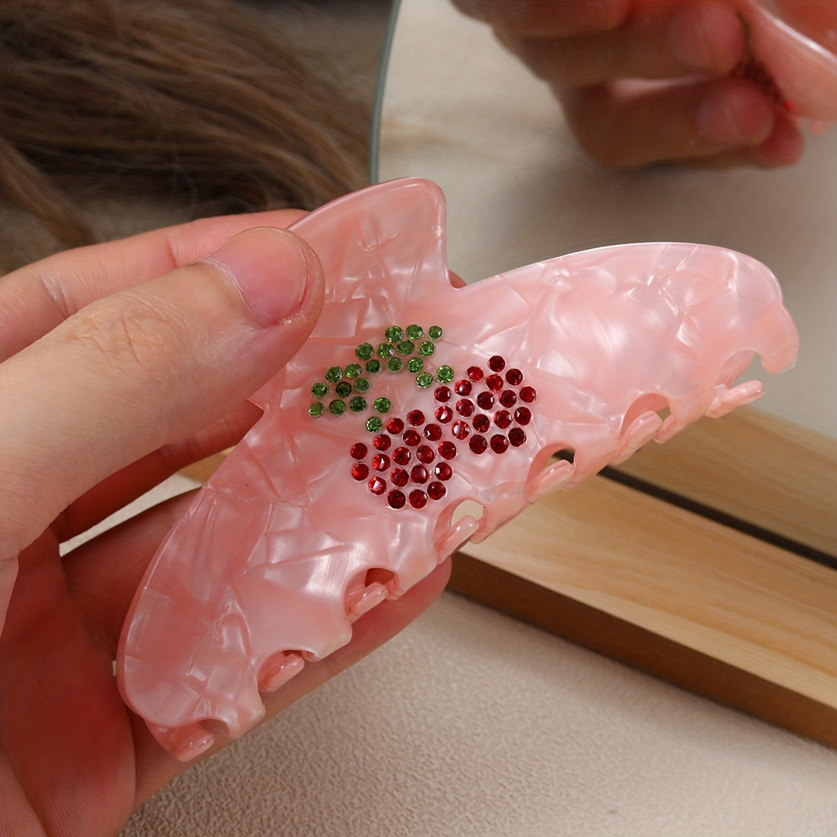 Sweet Cherry Pattern Hair Claw Glitter Hair Accessories
