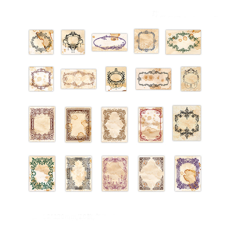 40-Piece Lace Frame Vintage Journal Backing Paper Set - Various Shape