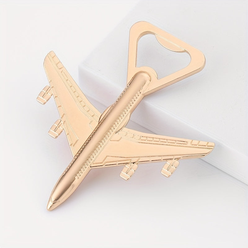 Golden Metal Airplane Bottle Opener - Travel & Party Gift