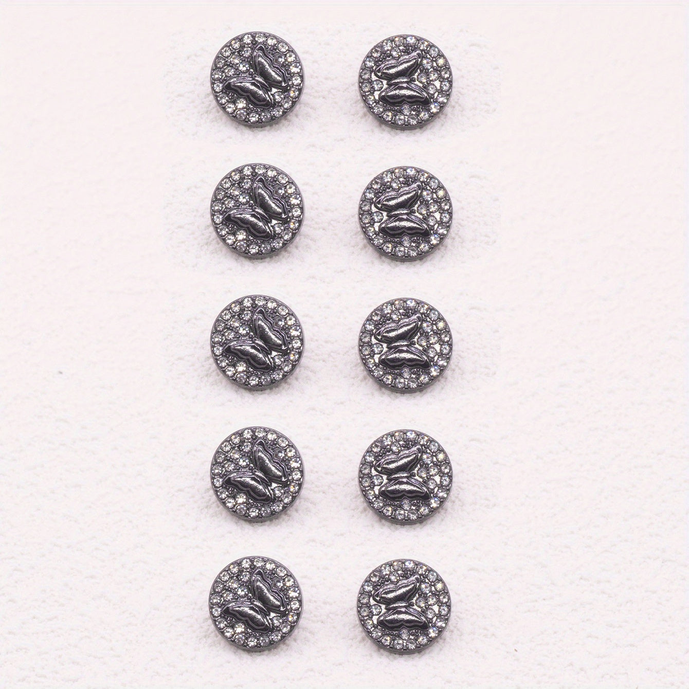 10pcs Zinc Alloy Faux Diamonds Buttons Butterfly Sewing Buttons