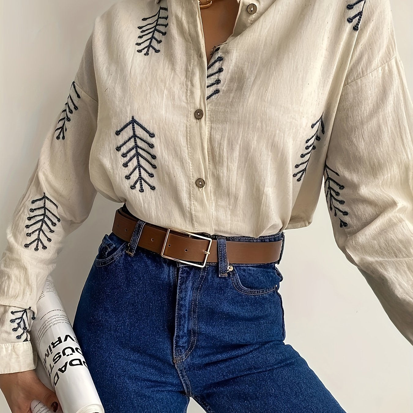  Casual Blouse Women's Plus Allover Print Distressed Shirt Top