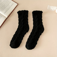 5 Pairs Fuzzy Mid Tube Socks Women's Stockings