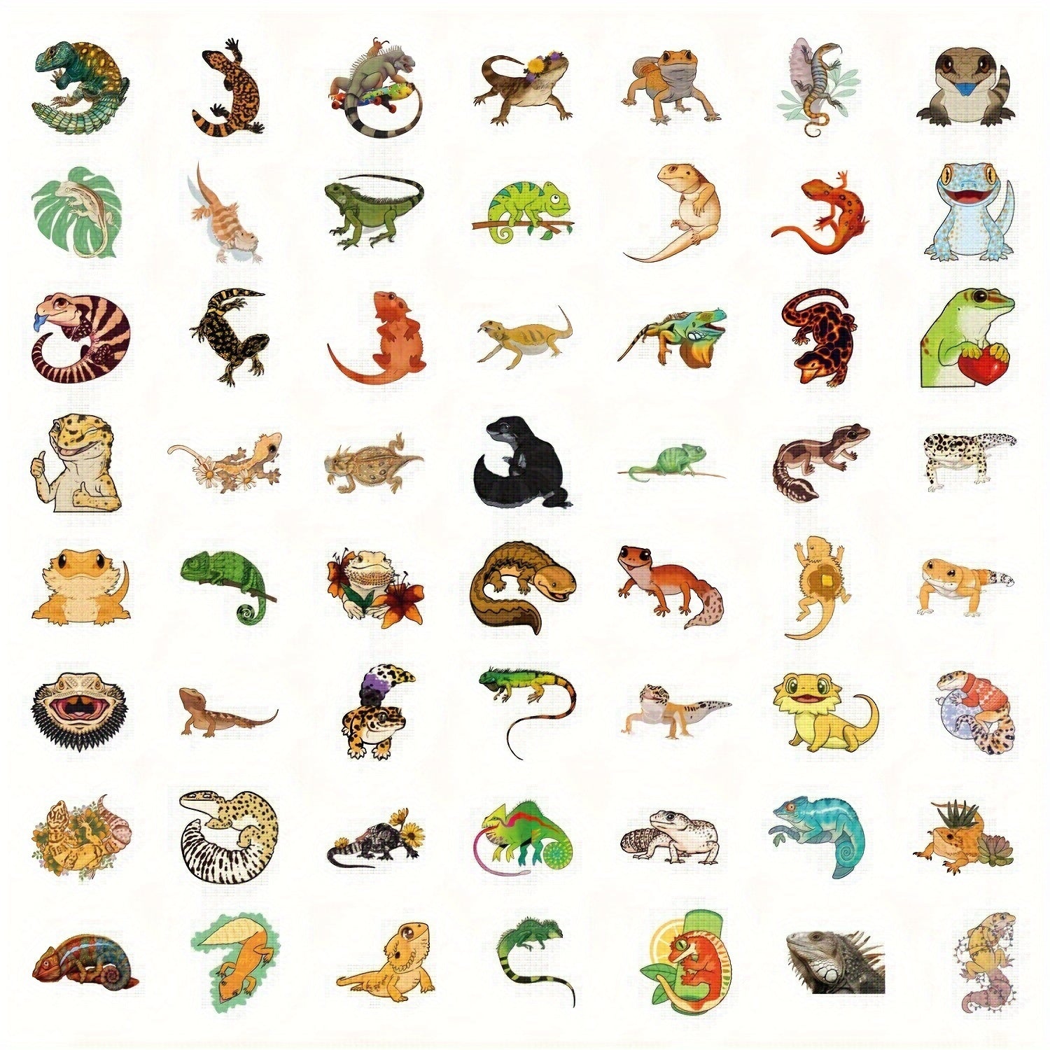 55pcs Reptile Cartoon Stickers Vinyl Decals Multicolor for Laptops Water Bottles