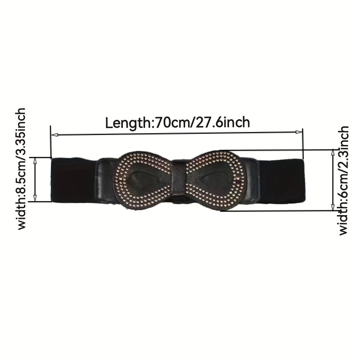 Vintage 8 Shaped Rivet Buckle Belt Elastic PU Leather Wide Belt