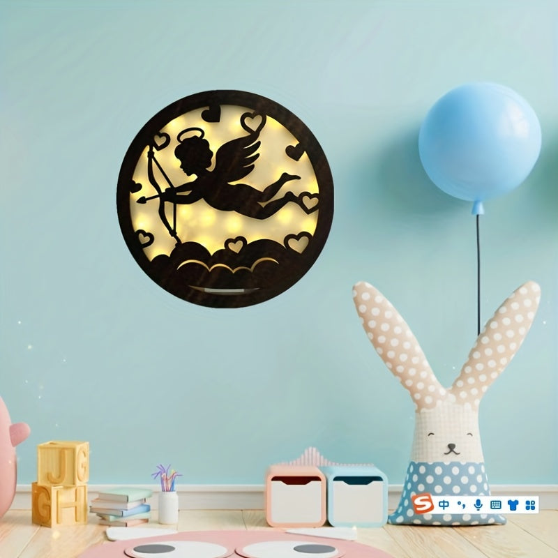 Children's Room LOVE Hanging Decoration LED Light Retro Wood Sign
