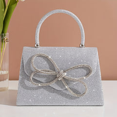 Glitter Bow Rhinestone Evening Bag Clutch Purse Chain Shoulder Wedding Party