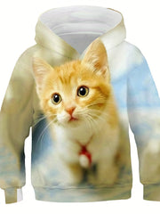 Girls Boys Kitty Print Sweatshirts Kids Spring Autumn Coats