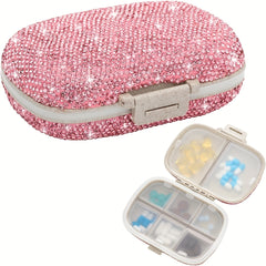 8 Compartment Pill Organizer with Diamond Travel Medicine Case 1 Pack