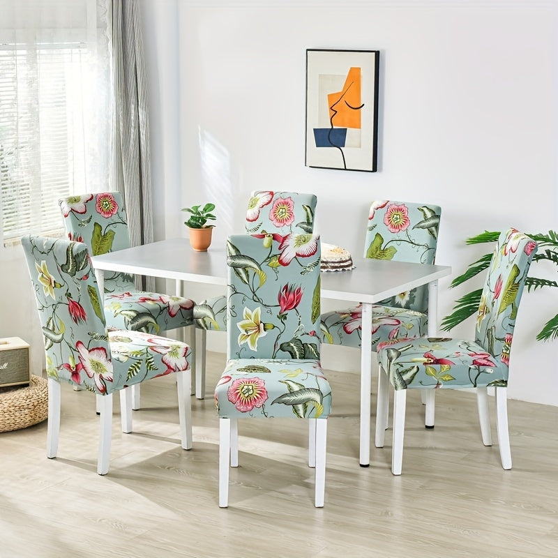 Flower Printed Elastic Dining Chair Covers - Protect Your Furniture with Style