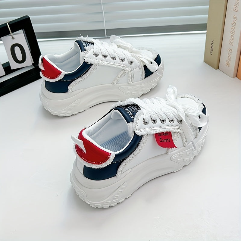 Thick Bottom Chunky Sneakers Shock Absorption Lightweight Skate Shoes