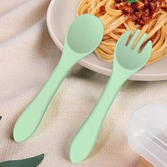 Baby Silicone Soft Fork And Spoon Set - Training Feeding