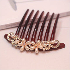 Vintage Faux Pearl Hair Comb Rhinestone Hair Comb Women's Classic Headwear
