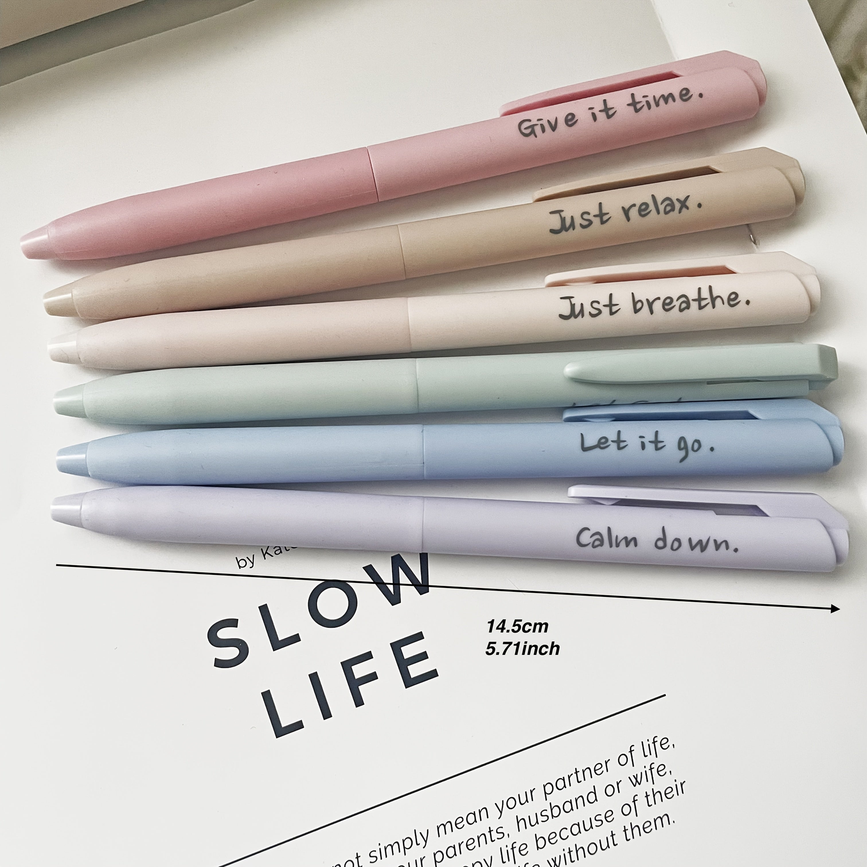 6pcs Inspirational Gel Ink Pens Pastel Colors Soft Quick Dr