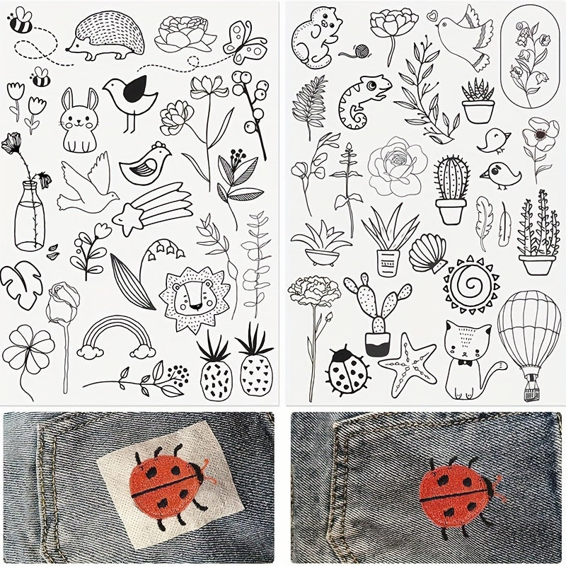 50pcs Stick And Stitch Embroidery Paper Pre Printed Flowers Pattern