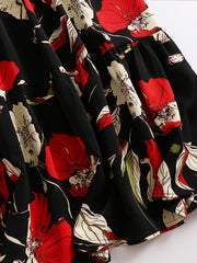  Maxi Floral Print A-Line Smock Skirt