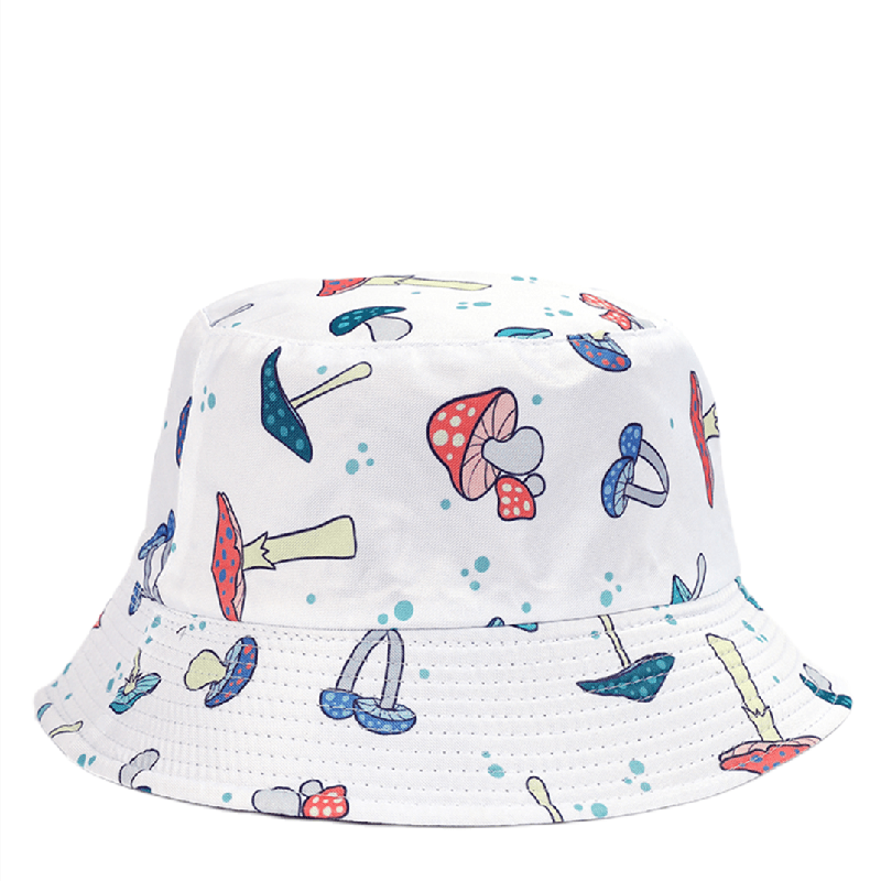 Mushroom Print Bucket Hat Lightweight Sunshade Cap Women