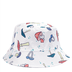 Mushroom Print Bucket Hat Lightweight Sunshade Cap Women