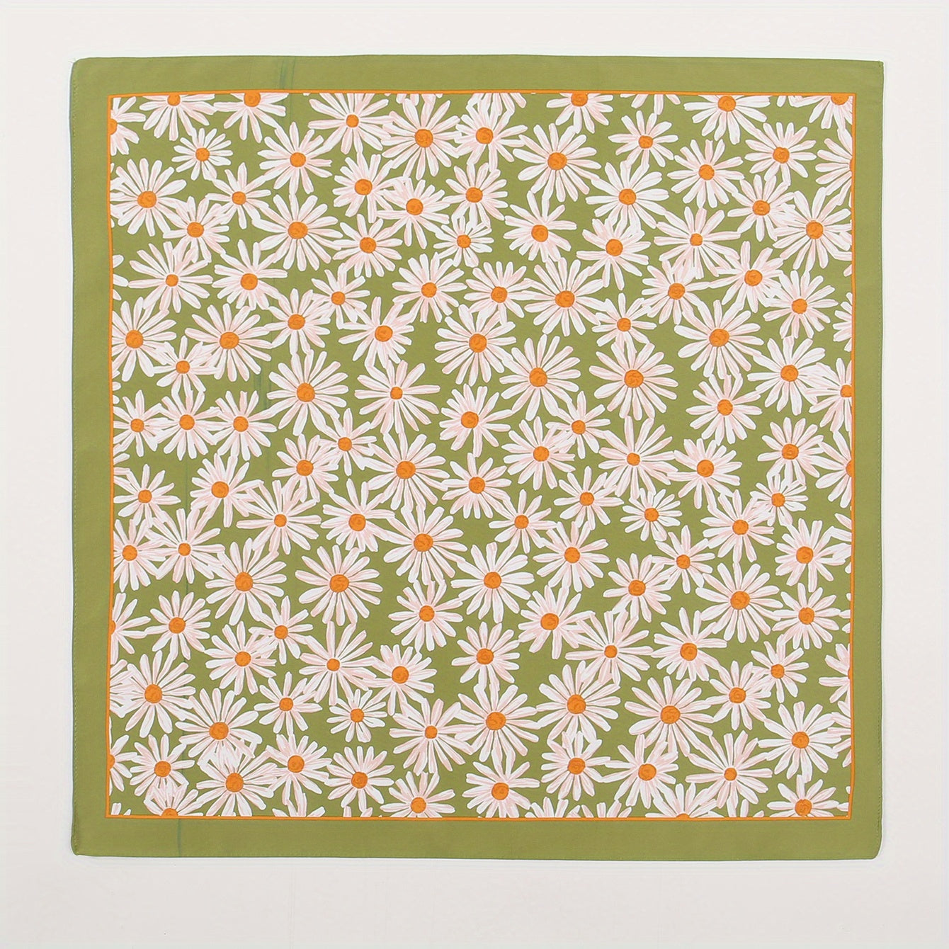 Chrysanthemum Print Square Scarf Green Bandana