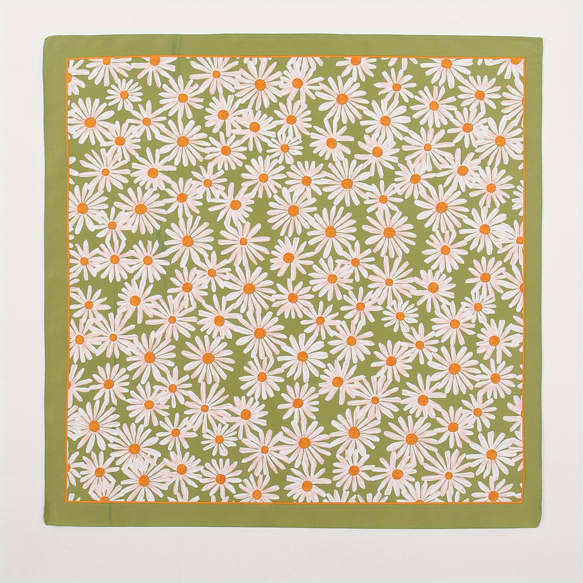 Chrysanthemum Print Square Scarf Green Bandana