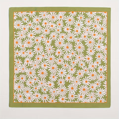 Chrysanthemum Print Square Scarf Green Bandana