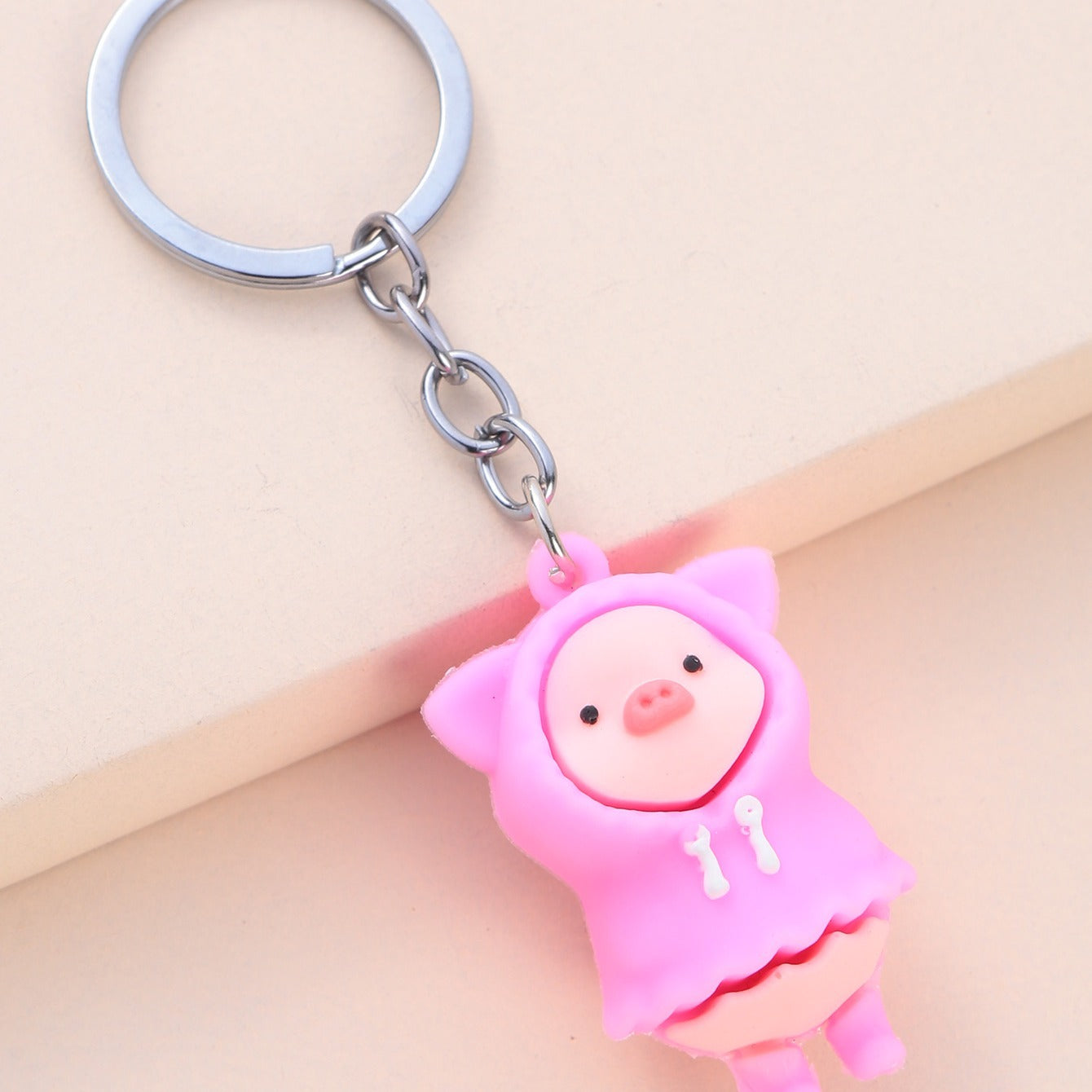 PVC Raincoat Pig Key Ring 1PCS Cute Keychain for Kids