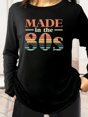  Slogan Print Long Sleeve Pajama Top