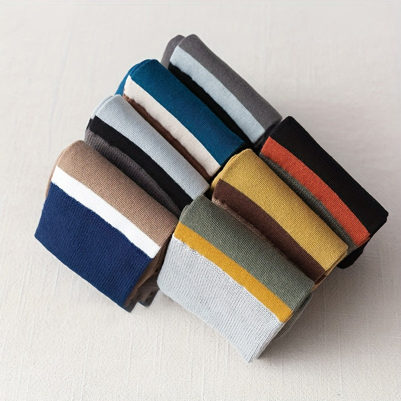 7 Pairs Striped Colorblock Socks Mid Tube Women's Stockings
